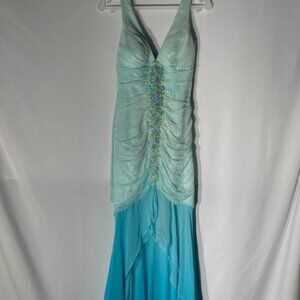 Mandalay 100% silk aquamarine siren dress